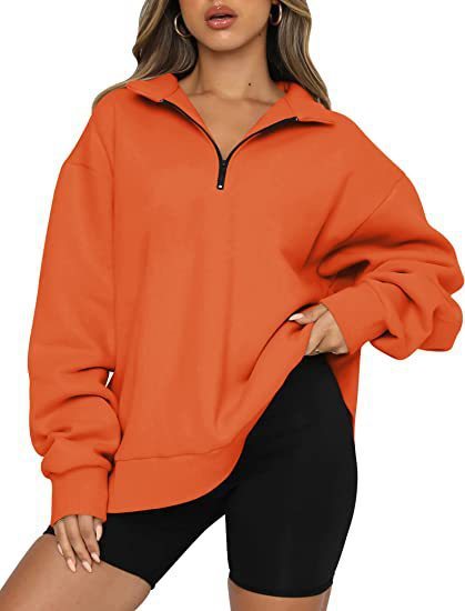 Women Sweatshirts Zip Turndown Collar