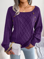 Square Neck Button Sweater