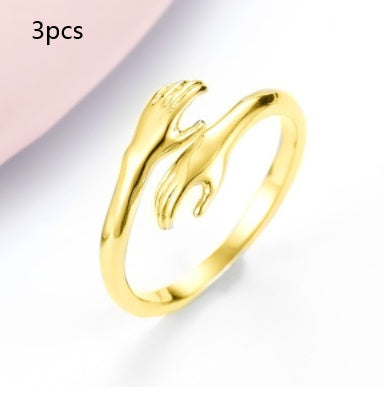 Alloy Simple Hands Hug Ring Opening