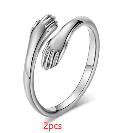 Alloy Simple Hands Hug Ring Opening