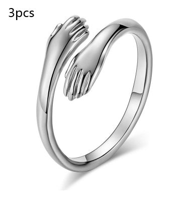 Alloy Simple Hands Hug Ring Opening