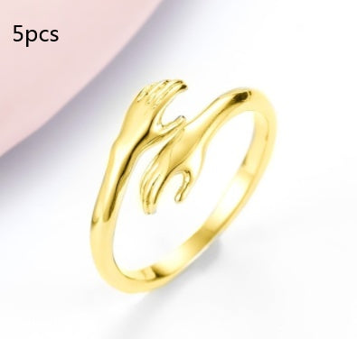 Alloy Simple Hands Hug Ring Opening