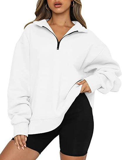 Women Sweatshirts Zip Turndown Collar