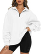 Women Sweatshirts Zip Turndown Collar