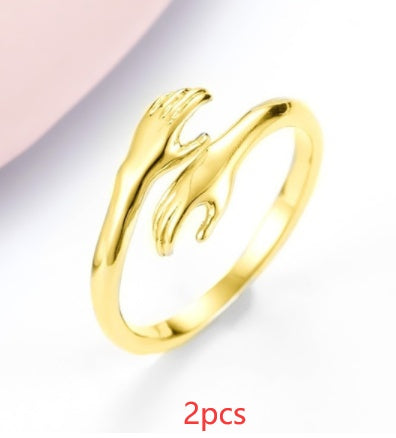 Alloy Simple Hands Hug Ring Opening