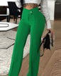 Slim Straight-leg Pants With Buckle Fashion For Womens Clothing