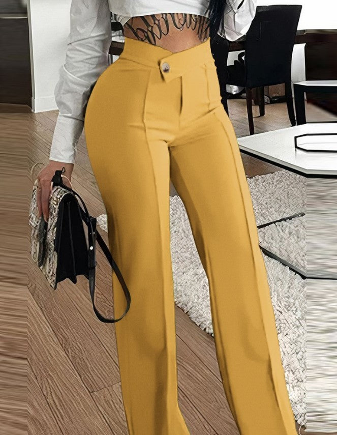 Slim Straight-leg Pants With Buckle Fashion For Womens Clothing